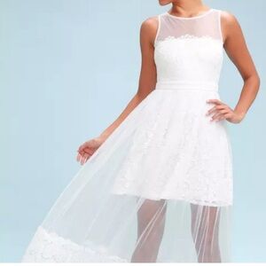 Lulus Dorit White Lace Maxi Dress (Wedding/Bridal) - White - Size Small - NWT